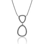 Marcasite Open Double Oval Necklace in Sterling Silver